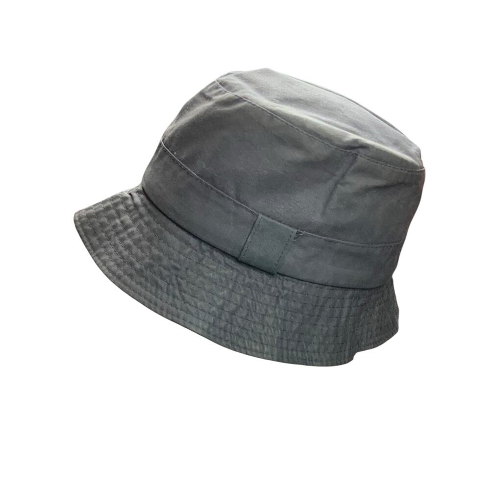 Barbour Waxed Cotton Bucket Hat Navy Tartan Lined Made in England Medium Classic